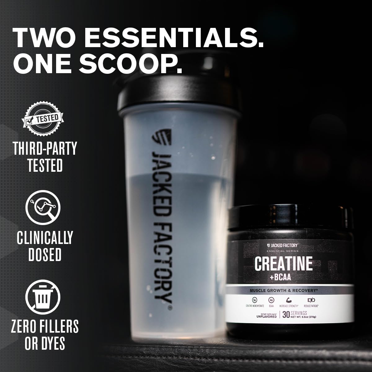 Jacked Factory Creatine Monohydrate + BCAA Powder, 30 Servings