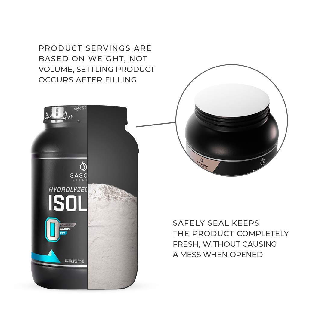 SASCHA FITNESS Hydrolyzed Whey Protein Isolate Powder, 100% Grass-Fed, Cookies & Cream, 2 Pounds