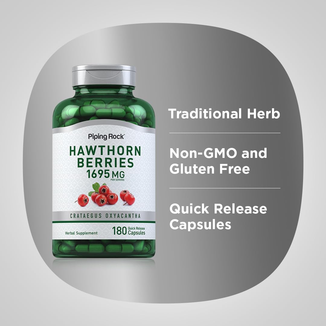 Piping Rock Hawthorn Berry Supplement Capsule, 180 Capsules