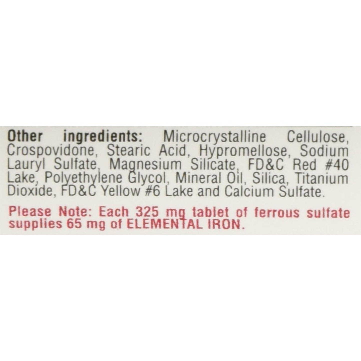 VFFWBB Ferrous Sulfate FC 325mg (5GR) Generic for Feosol Red Tablets, 400 Tablets