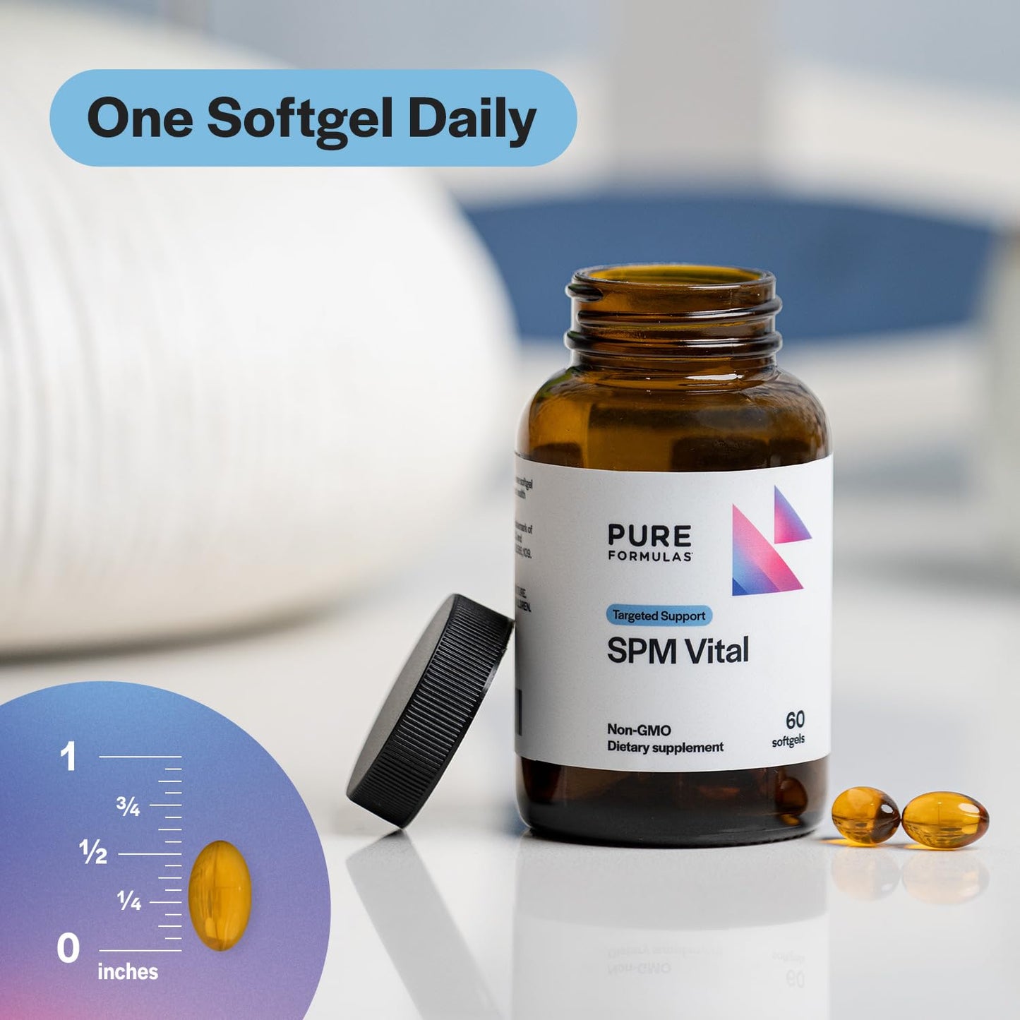 PureFormulas SPM Vital - 3 Active Specialized Pro-Resolving Mediators for Tissue Health & Minor Discomfort from SPM Fish Oil - Omega-3 Fatty Acids Supplement, Non-GMO, 60 Softgels