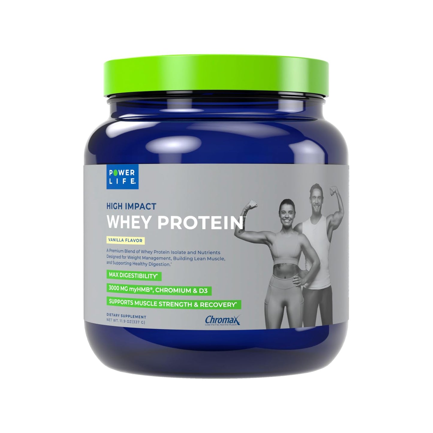 POWERLIFE High Impact Grass-Fed Whey Protein with HMB Powder 12 Ounce