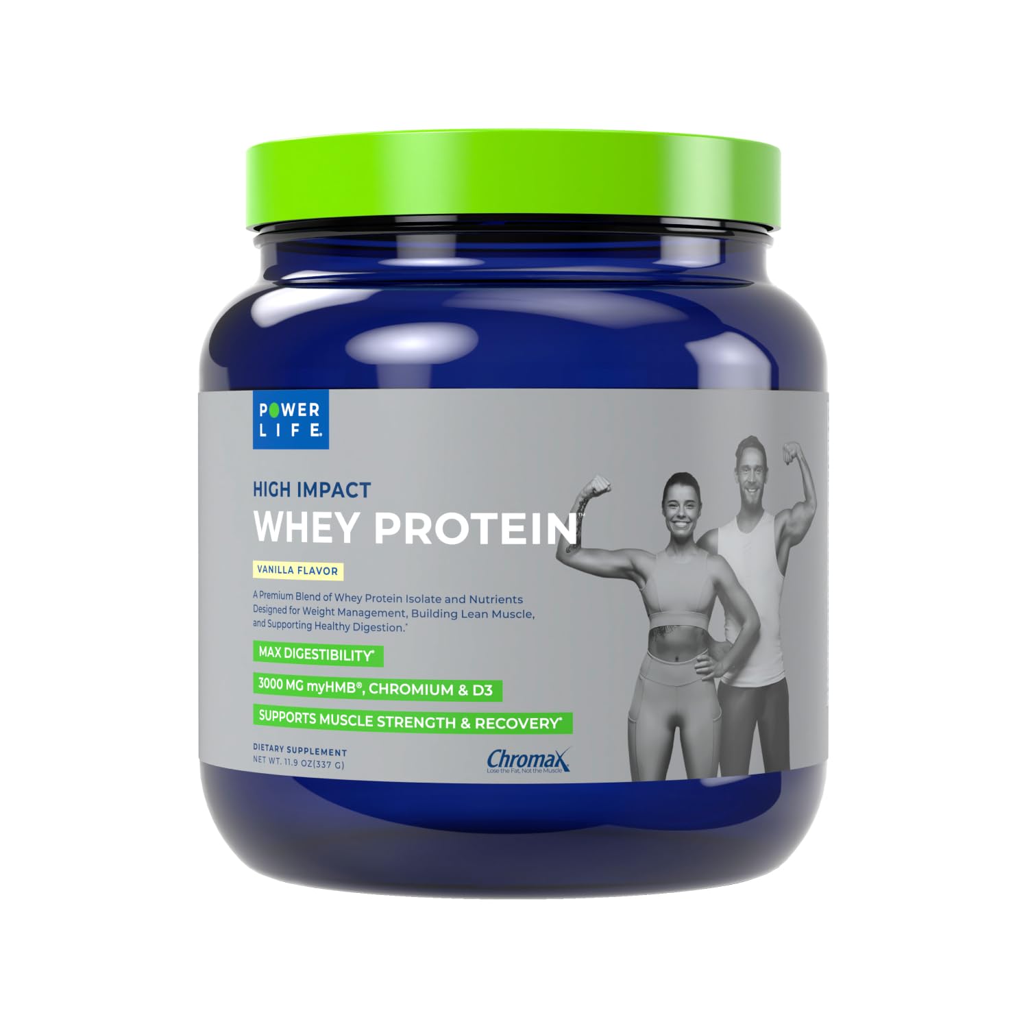 POWERLIFE High Impact Grass-Fed Whey Protein with HMB Powder 12 Ounce