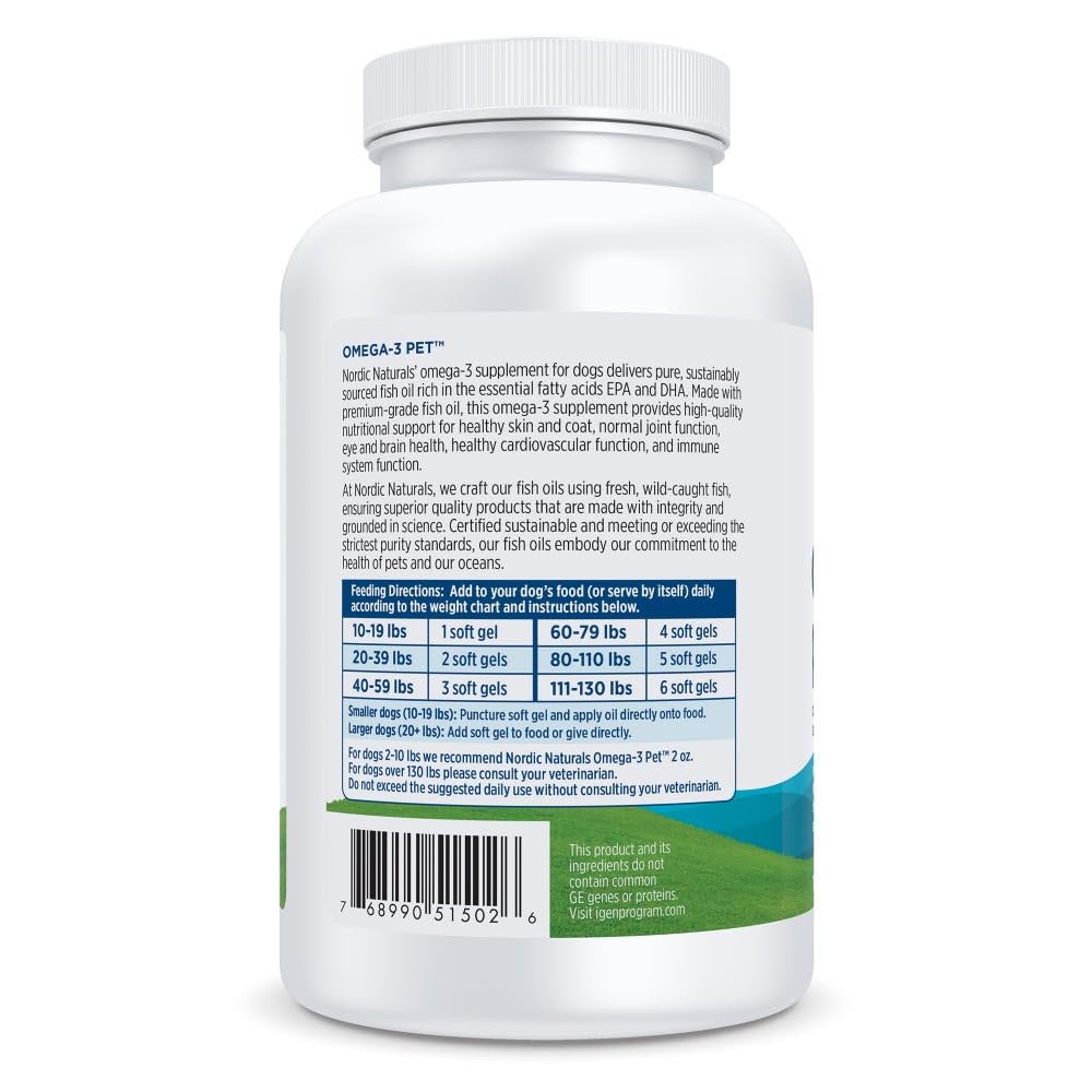 Nordic Naturals Omega-3 Fish Oil for Dogs with EPA + DHA Soft Gel 180