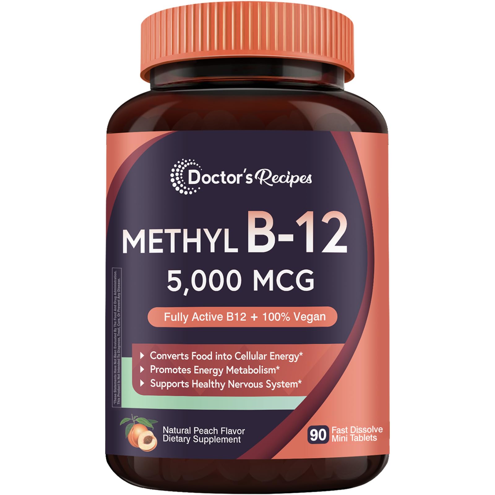 Doctor's Recipes Vitamin B12 Methylcobalamin 5000 mcg Fast Dissolve Tablets, 90 Count