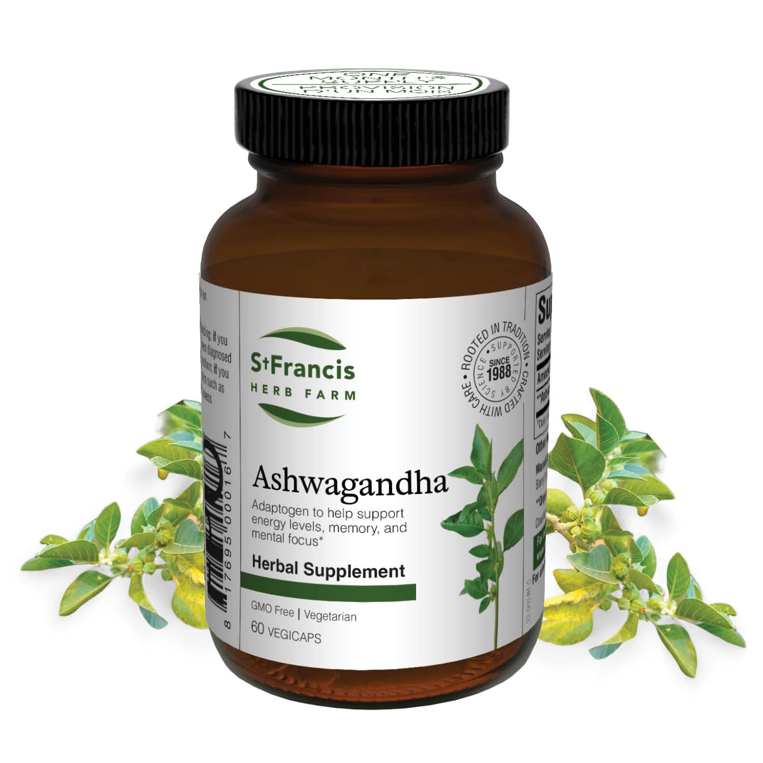 St. Francis Herb Farm Ashwagandha 300mg Capsules KSM-66 Root-Extract, 60 Count