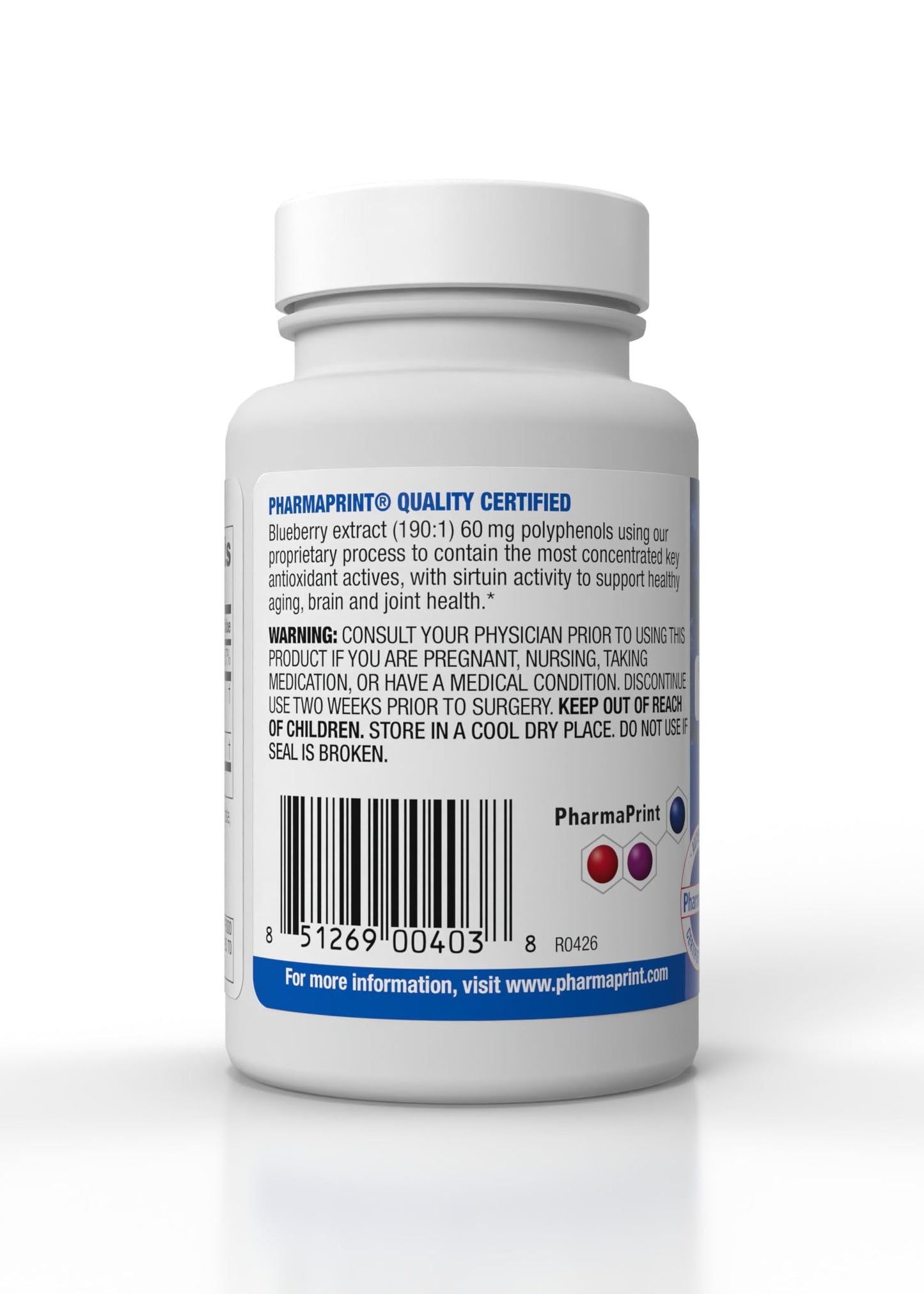 PharmaPrint BlueX Blueberry Dietary Supplement, 30 Capsules