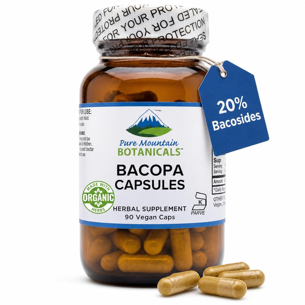 Pure Mountain Botanicals Bacopa Monnieri Capsules 90 Count