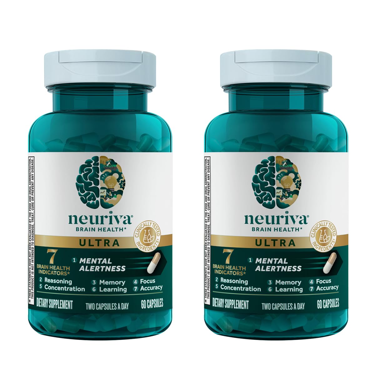 NEURIVA Ultra Decaf Clinically Tested Nootropic Brain Supplement Capsule 120 Count