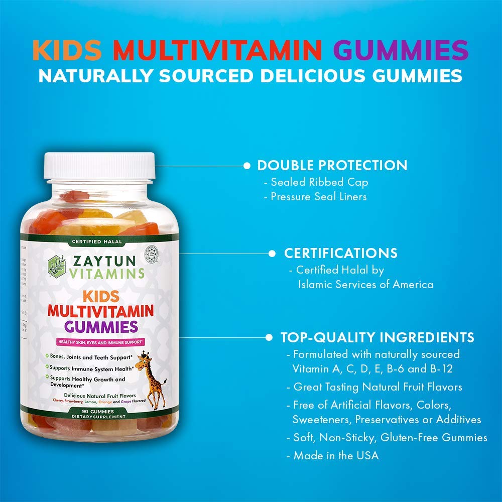 Zaytun Vitamins Halal Kids Multivitamin Gummies, 90 Gummies
