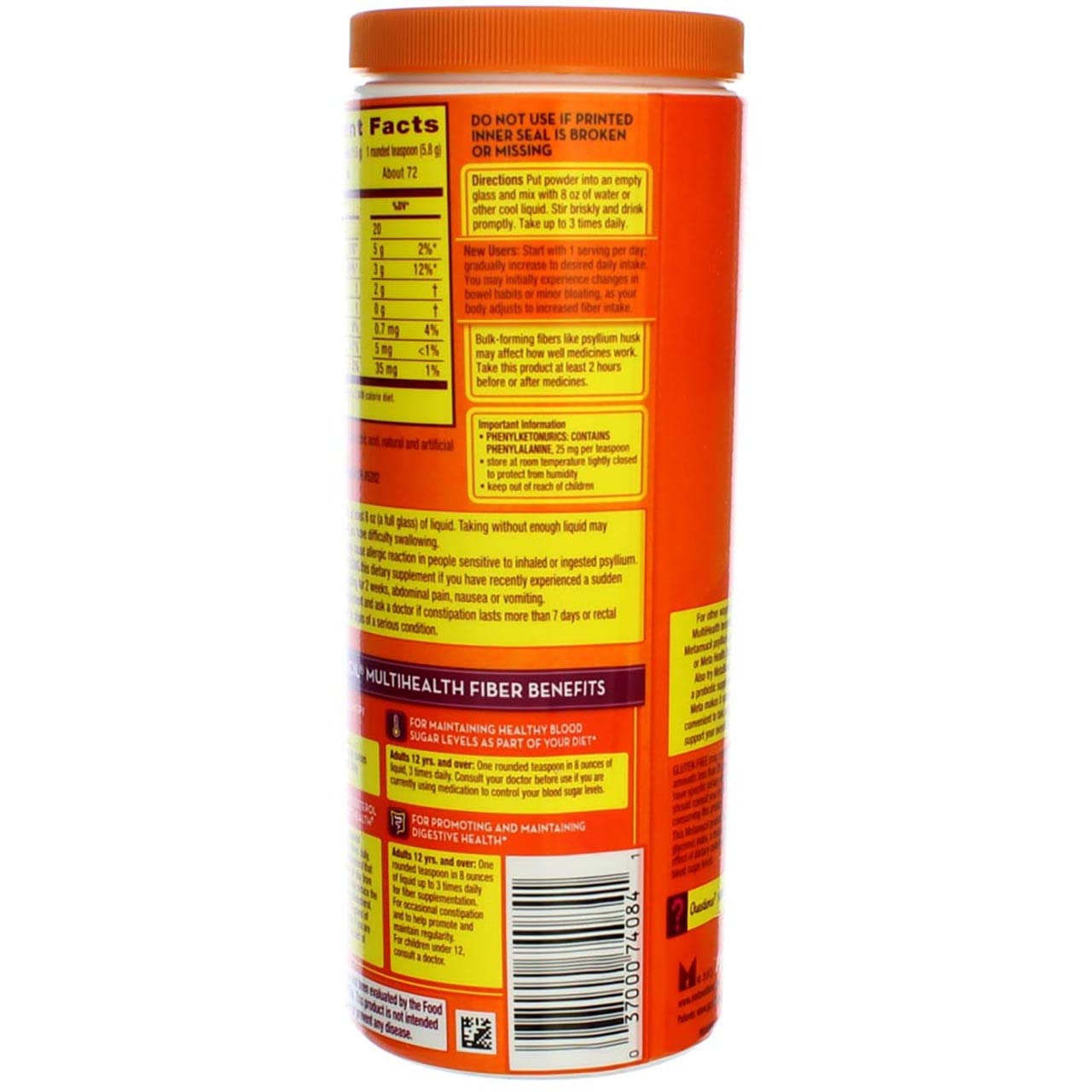 Metamucil Multi-Health Fiber Powder Berry Smooth Sugar Free, 30 oz