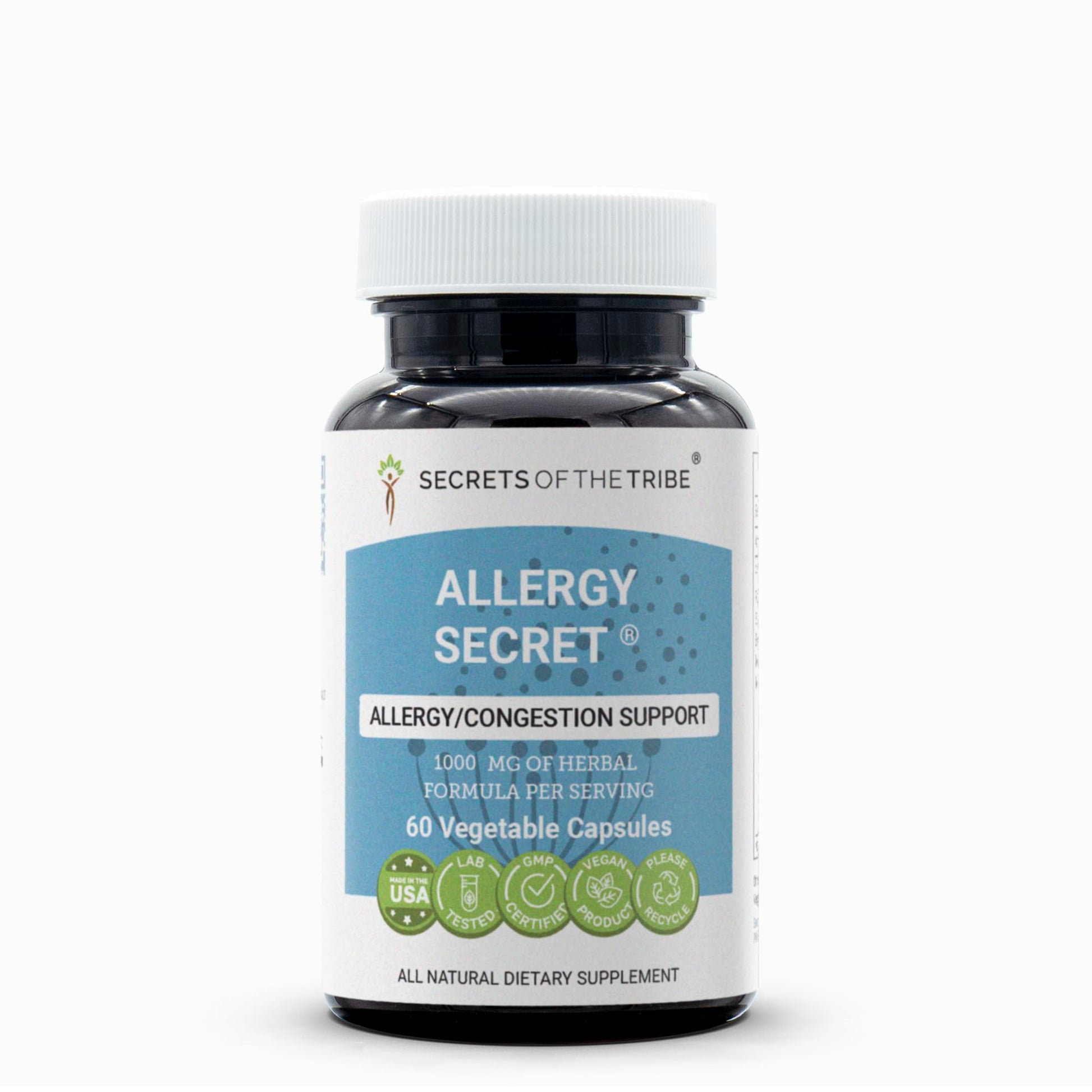 Secrets of the Tribe Allergy Secret, Allergy/Congestion Support, Herbal Supplement Blend, 60 Capsules