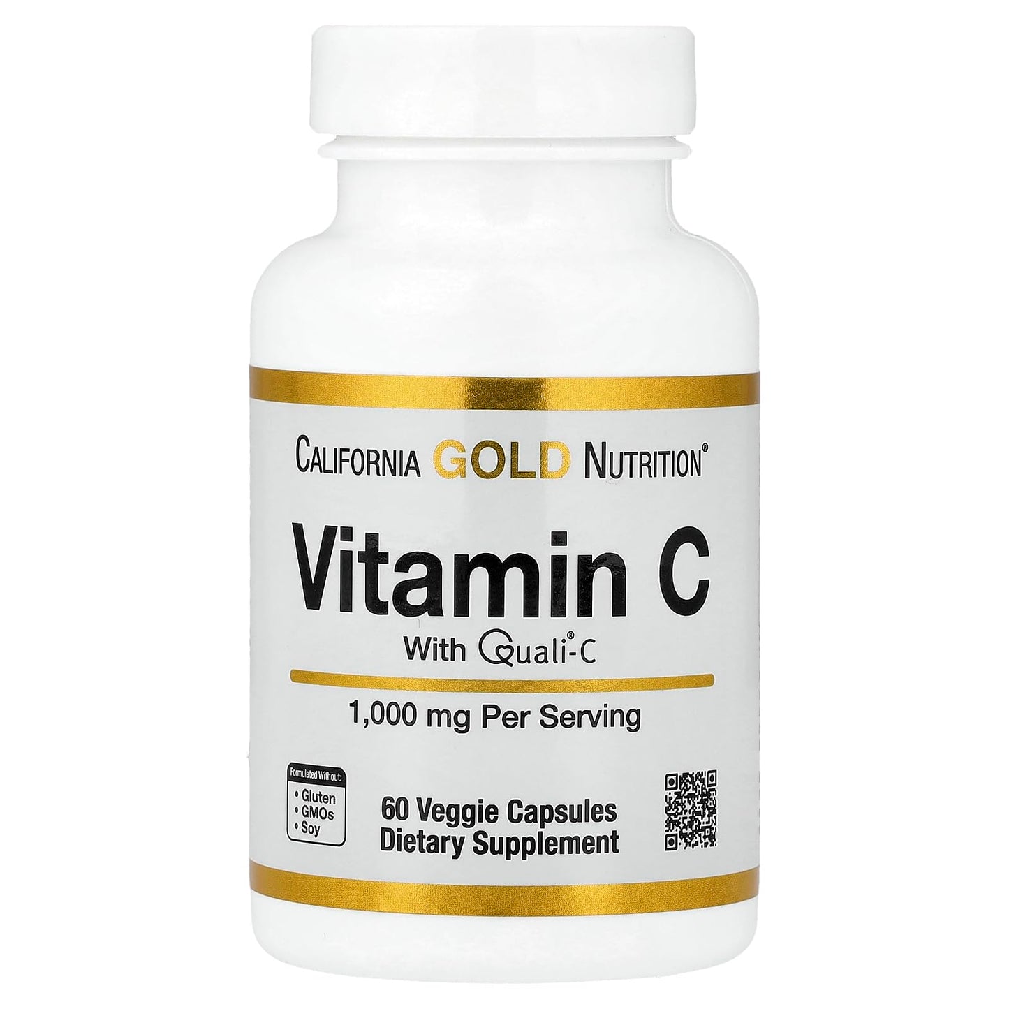 California Gold Nutrition Lake Avenue Vitamin C Quali-C 1,000 mg Veggie Capsules, 60 Count