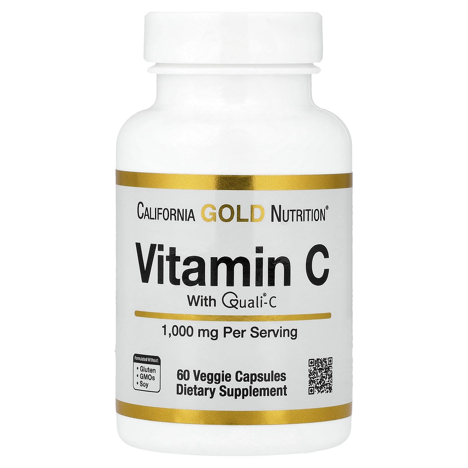 California Gold Nutrition Lake Avenue Vitamin C Quali-C 1,000 mg Veggie Capsules, 60 Count