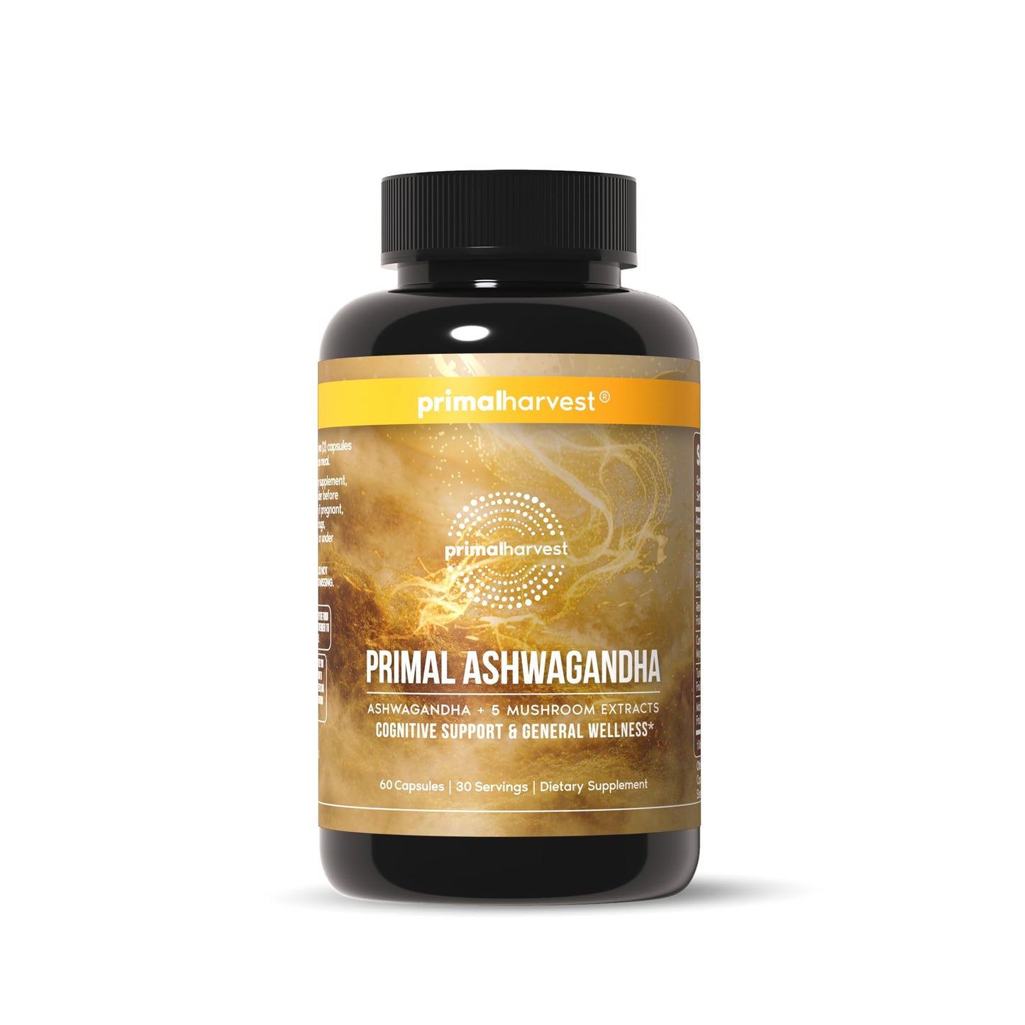 Primal Harvest Ashwagandha Supplement with 5 Mushroom Extracts Capsule, 60 Count