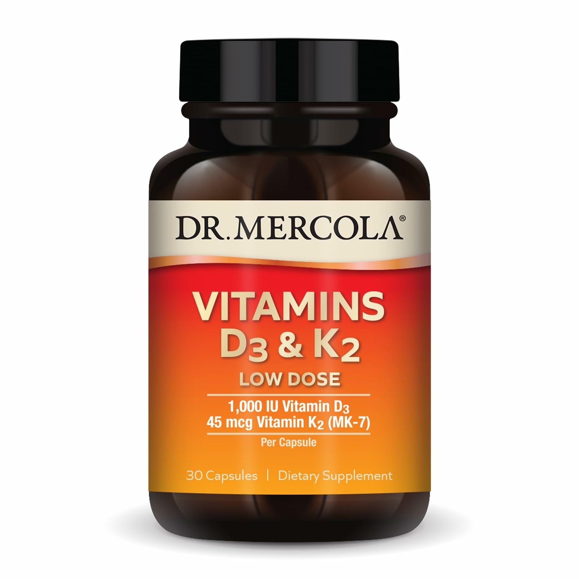 Dr. Mercola Vitamins D3 & K2 Low Dose Capsules, 30 Count