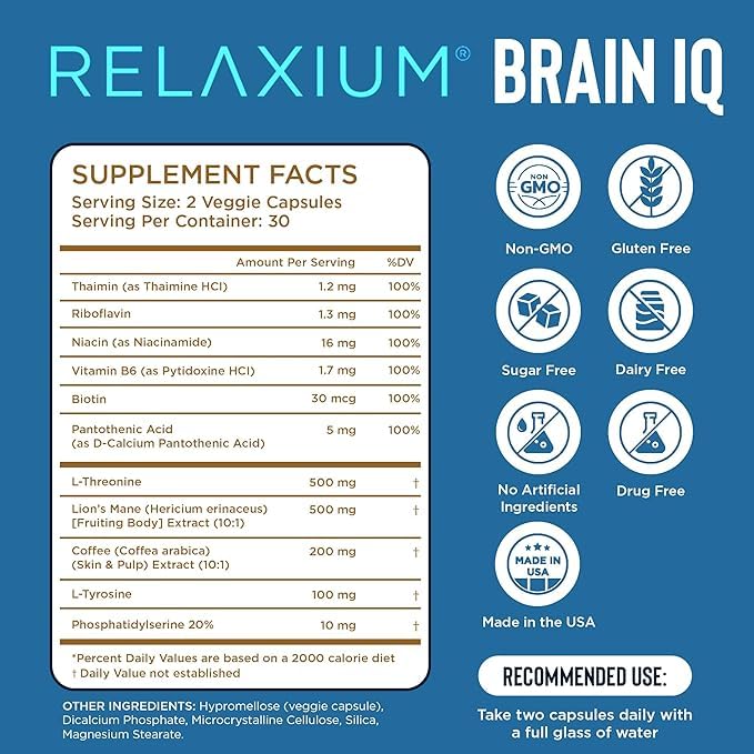 Relaxium BrainIQ Nootropic Capsule, 60 Count