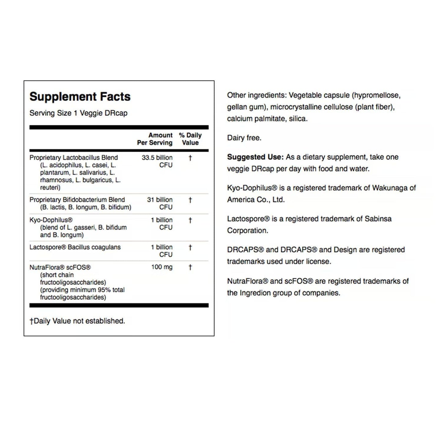 Swanson Ultra Potency Probiotic Digestive Health Immune System Support 66 Billion CFU Prebiotic NutraFlora scFOS 120 Veggie Capsules