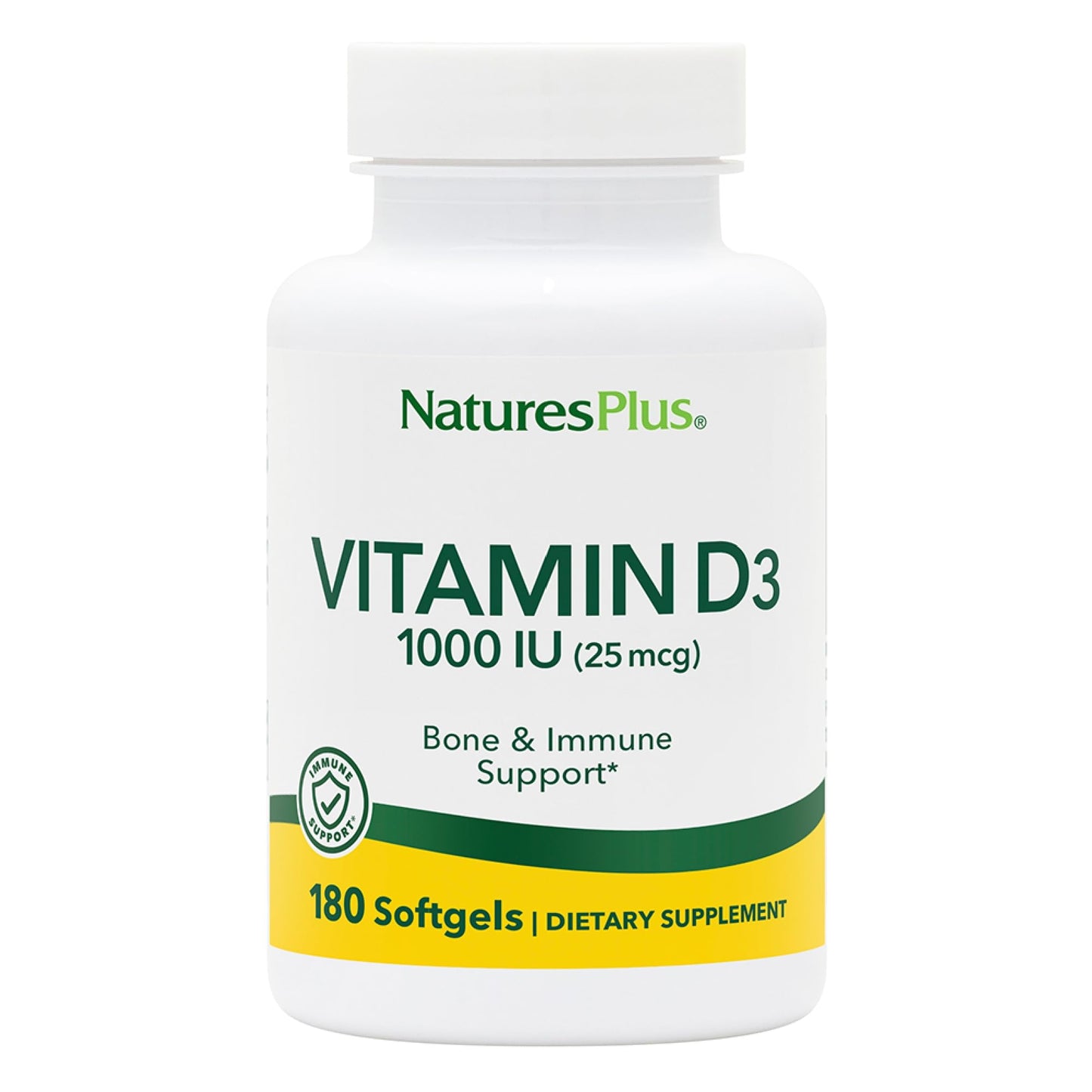 NaturesPlus Vitamin D3 1000 IU Softgels, 180 Count