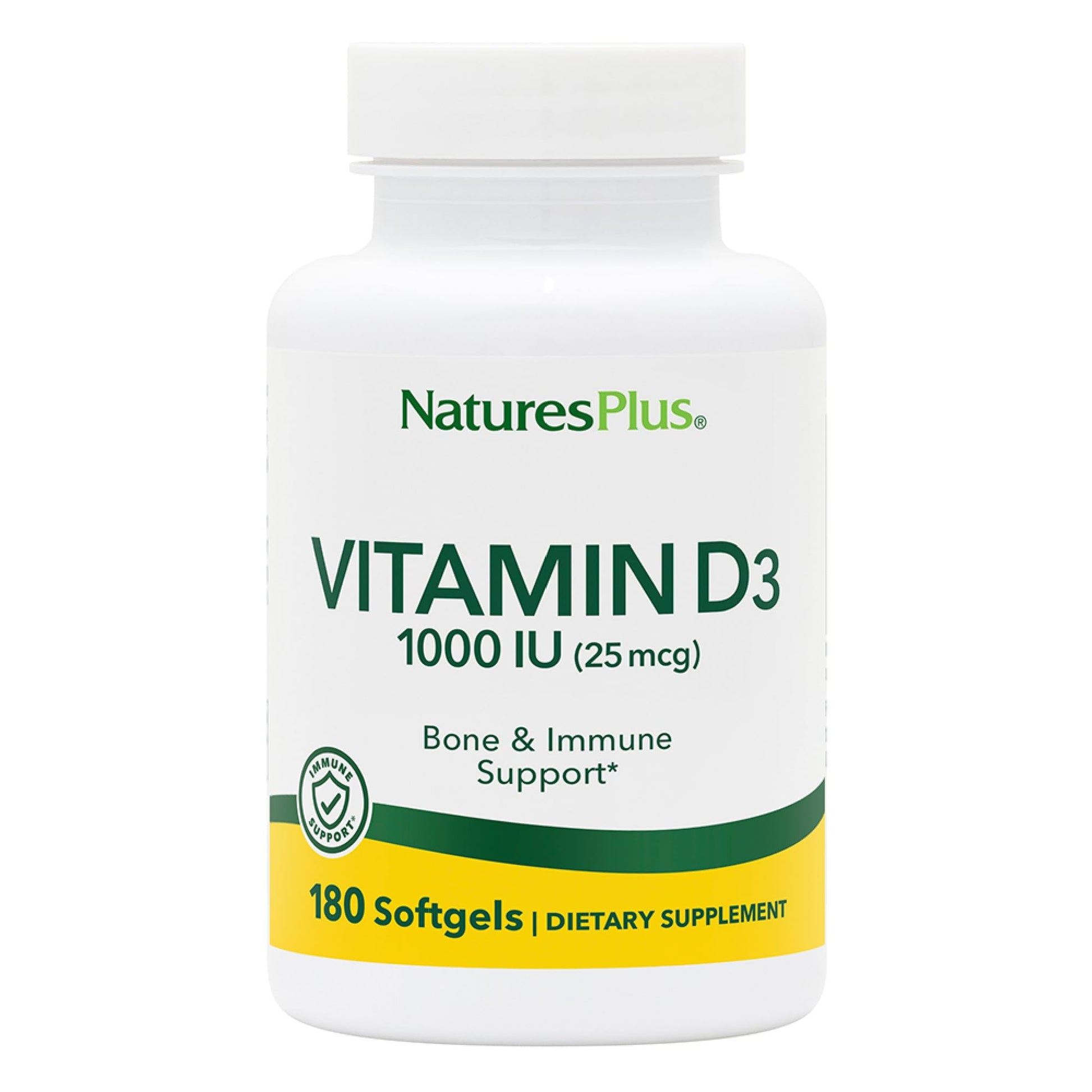 NaturesPlus Vitamin D3 1000 IU Softgels, 180 Count