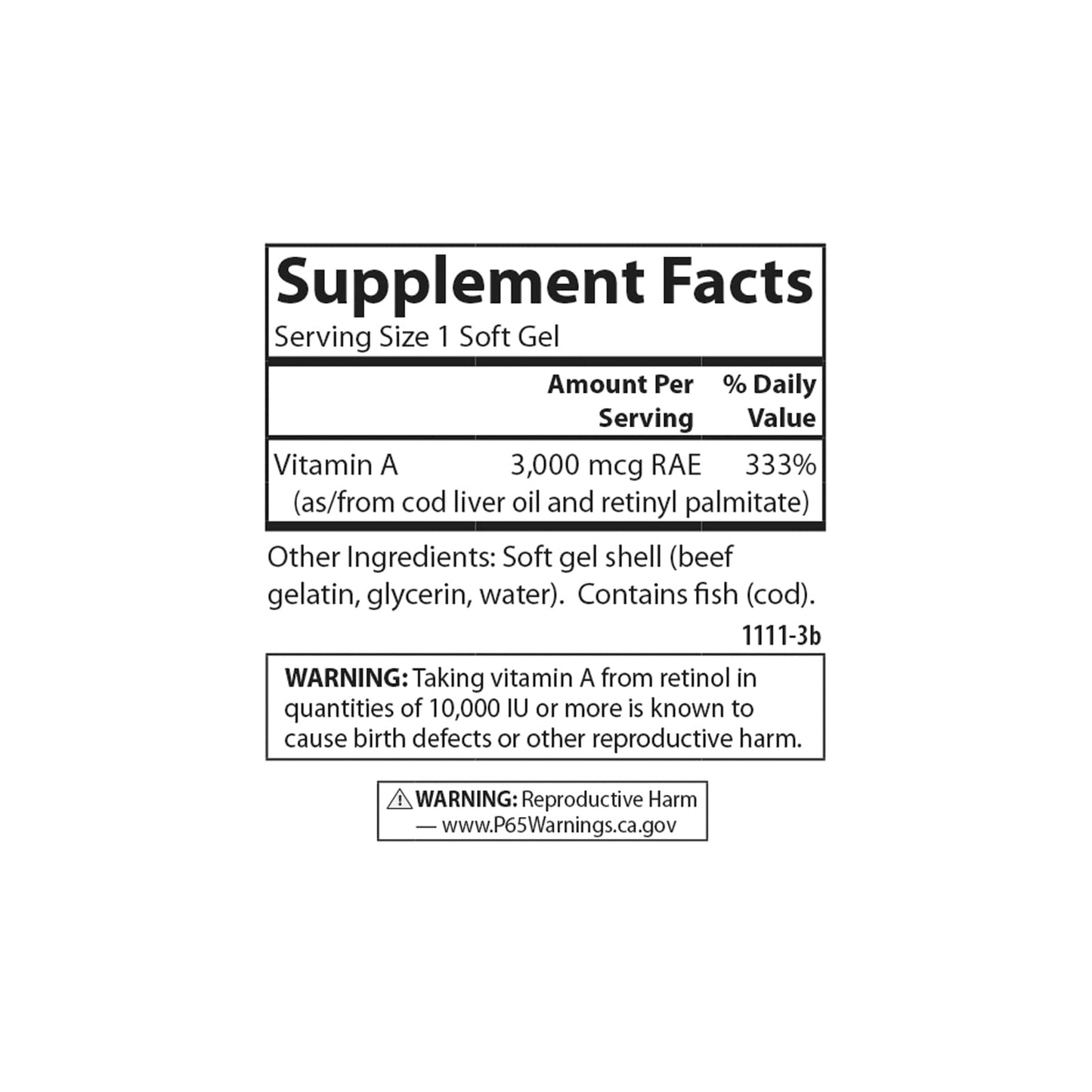 Carlson Vitamin A Softgels 100 Softgels