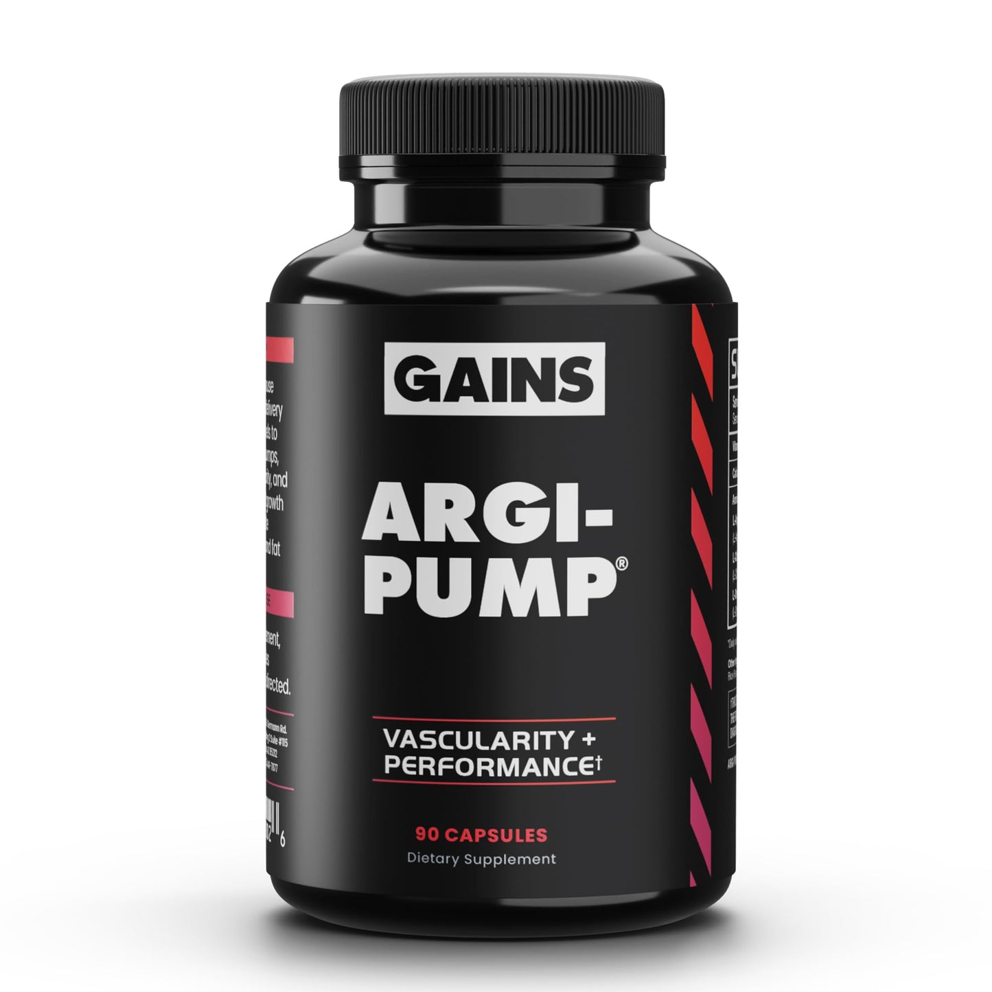 Gains in Bulk L-Arginine Amino Acids Supplement for Nitric Oxide Support with L-Citrulline and L-Ornithine, Capsules, 90 Count