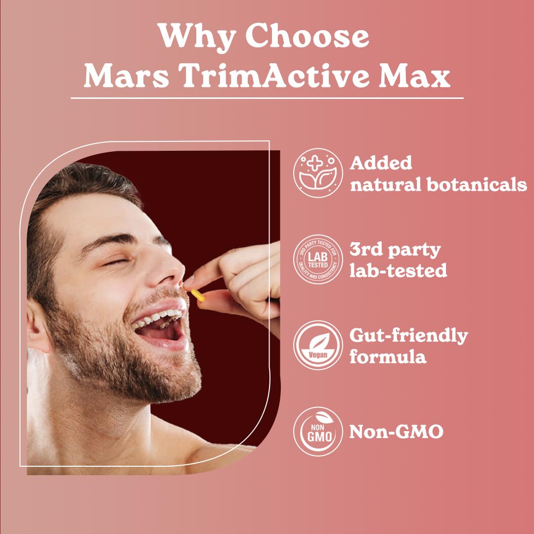 mars by GHC TrimActive Max Colon & Detox Flush, Waist Trimming Complex, Gut Cleanse, Digestive System Support, Stool Softener & Reduced Bloating & Occasional Constipation Relief Capsule 1