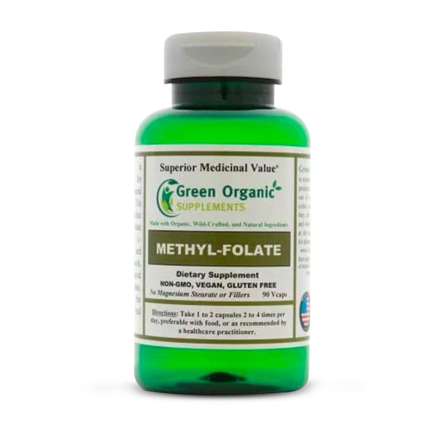 Green Organic Supplements Methyl-Folate, Folic Acid Capsule, 90 Count