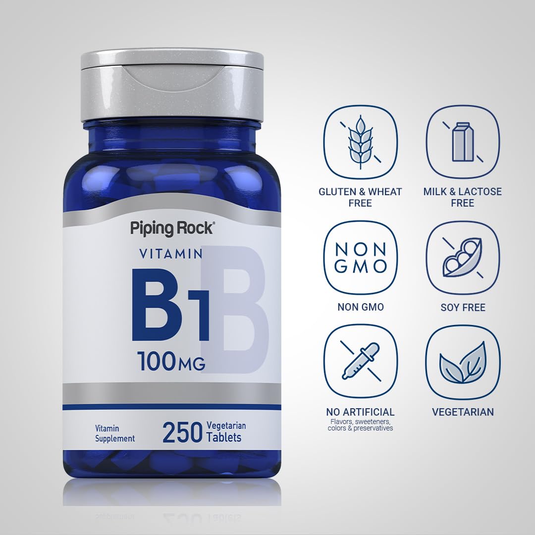 Piping Rock Vitamin B1 100mg Thiamine Supplement Tablets, 250 Count