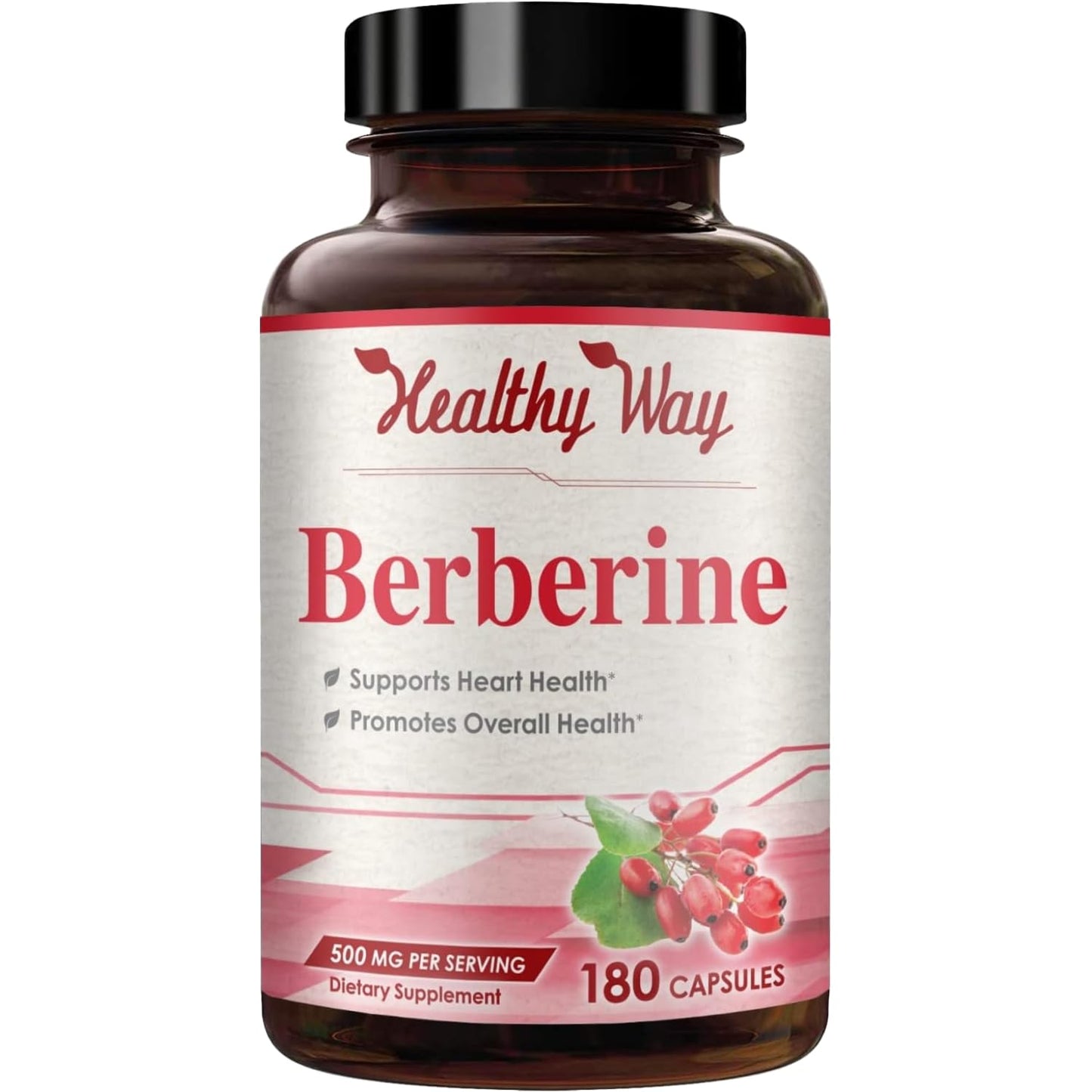HealthyWayRx Berberine Supplement 500mg with Quercetin Capsules, 180 Count