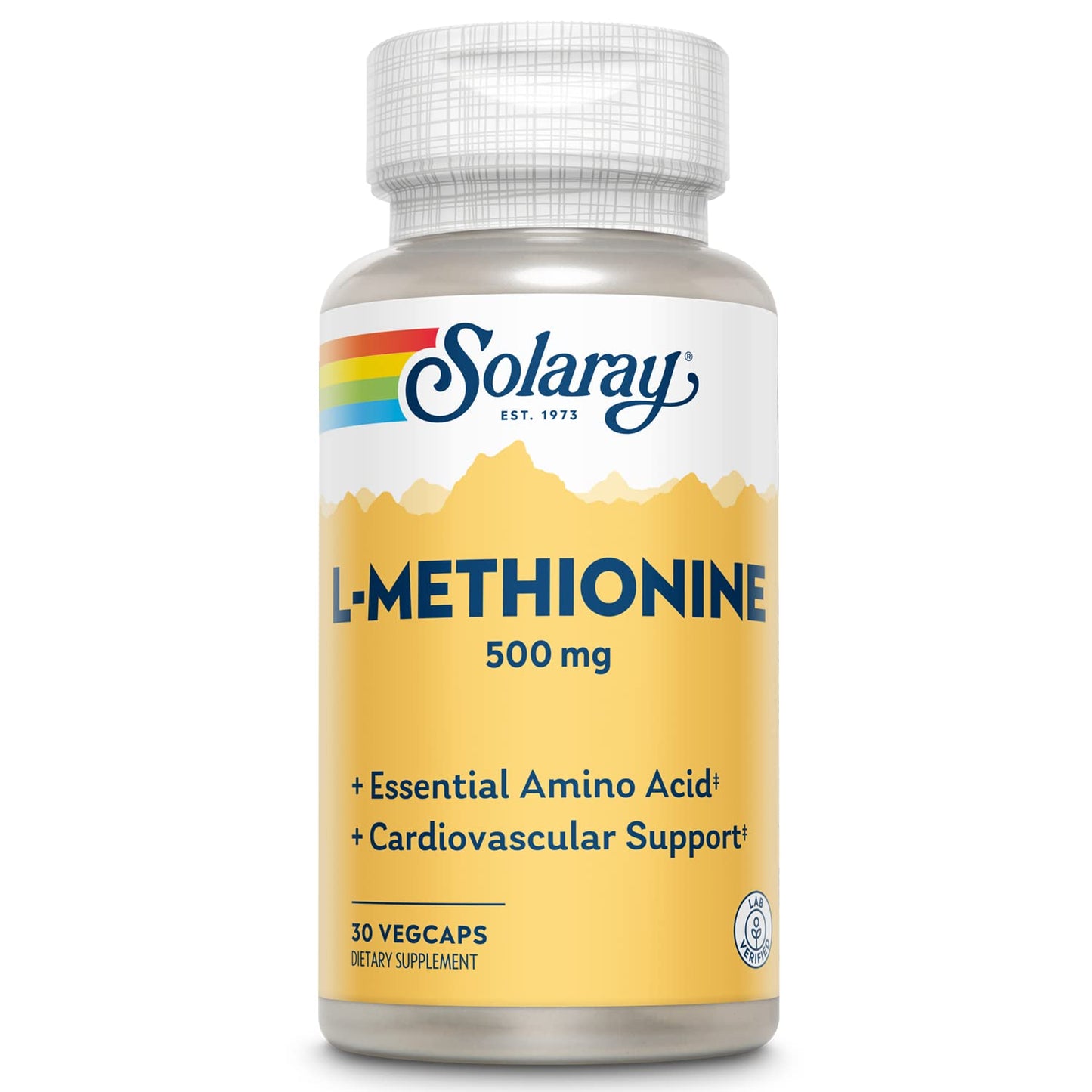 SOLARAY L-Methionine Supplement 500 mg Capsule, 30 Count