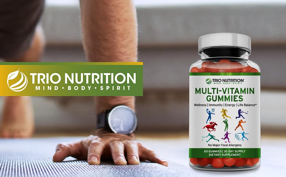 TRIO NUTRITION Daily Multivitamin Gummies for Men & Women, 60 Gummies