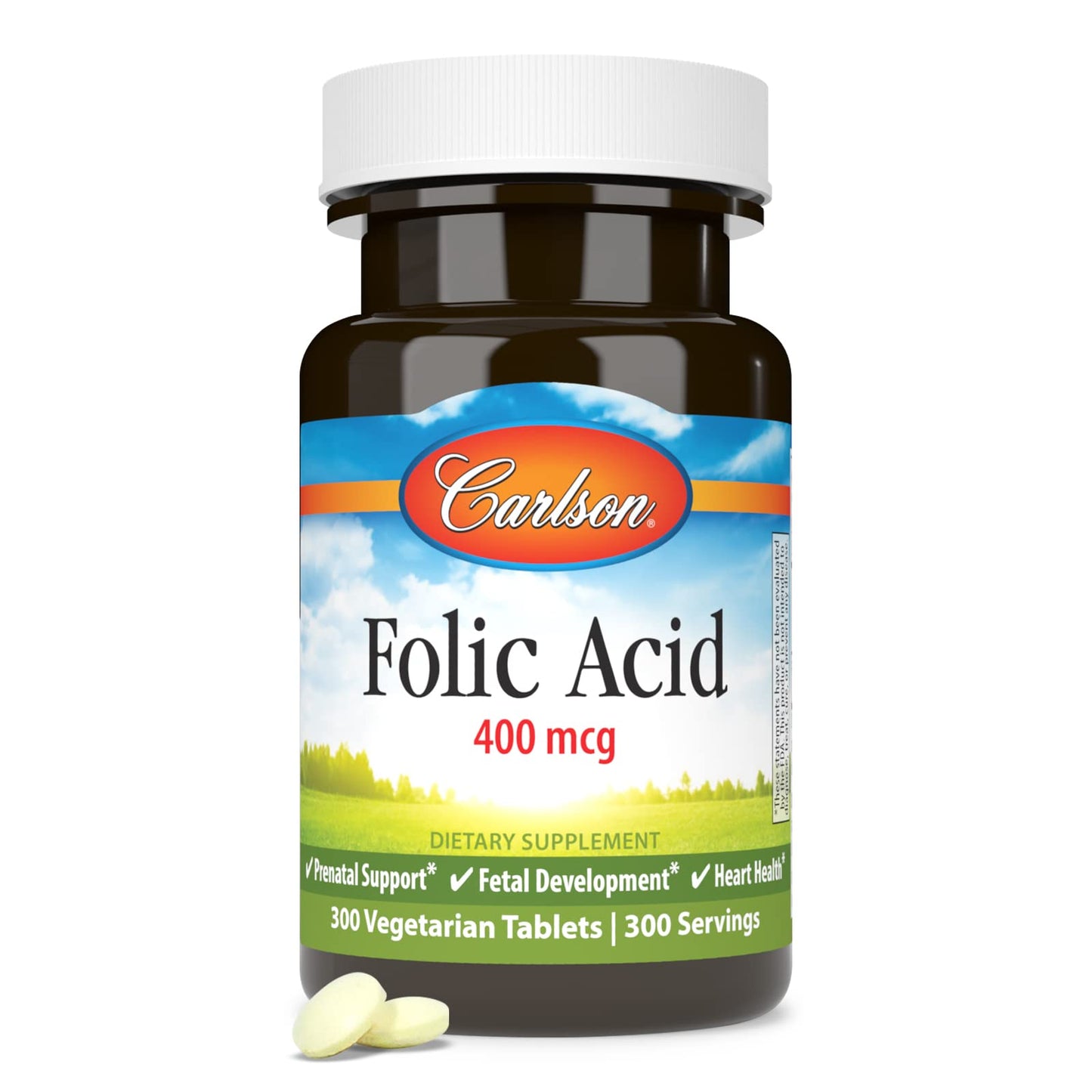 Carlson Folic Acid 400 mcg Tablets, 300 Count