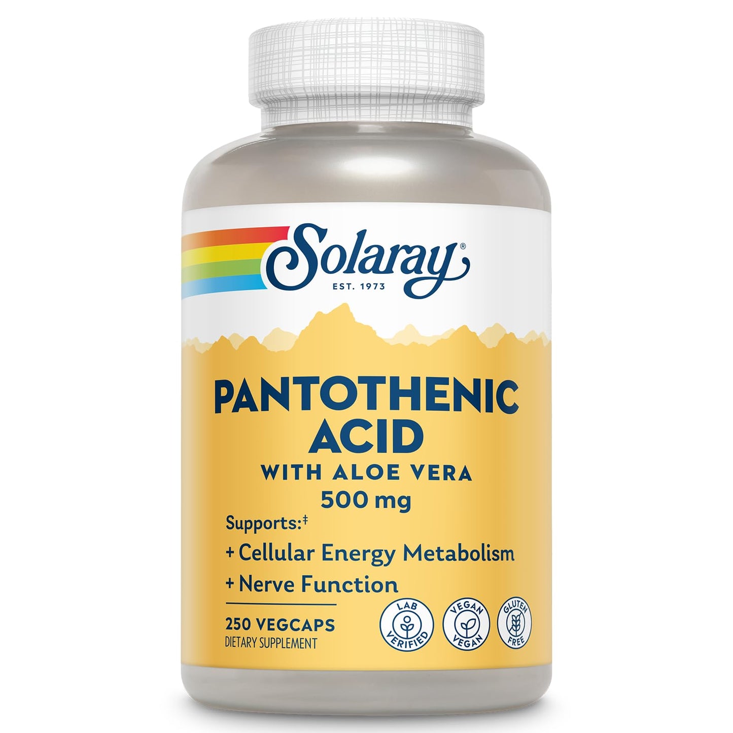 SOLARAY Pantothenic Acid 500mg Capsule, 250 Count