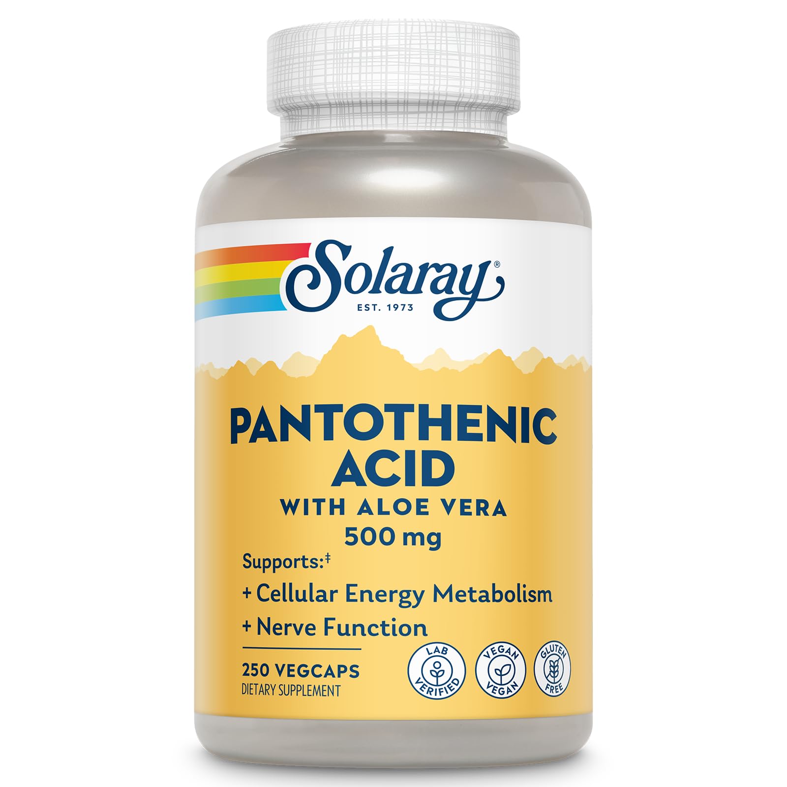 SOLARAY Pantothenic Acid 500mg Capsule, 250 Count