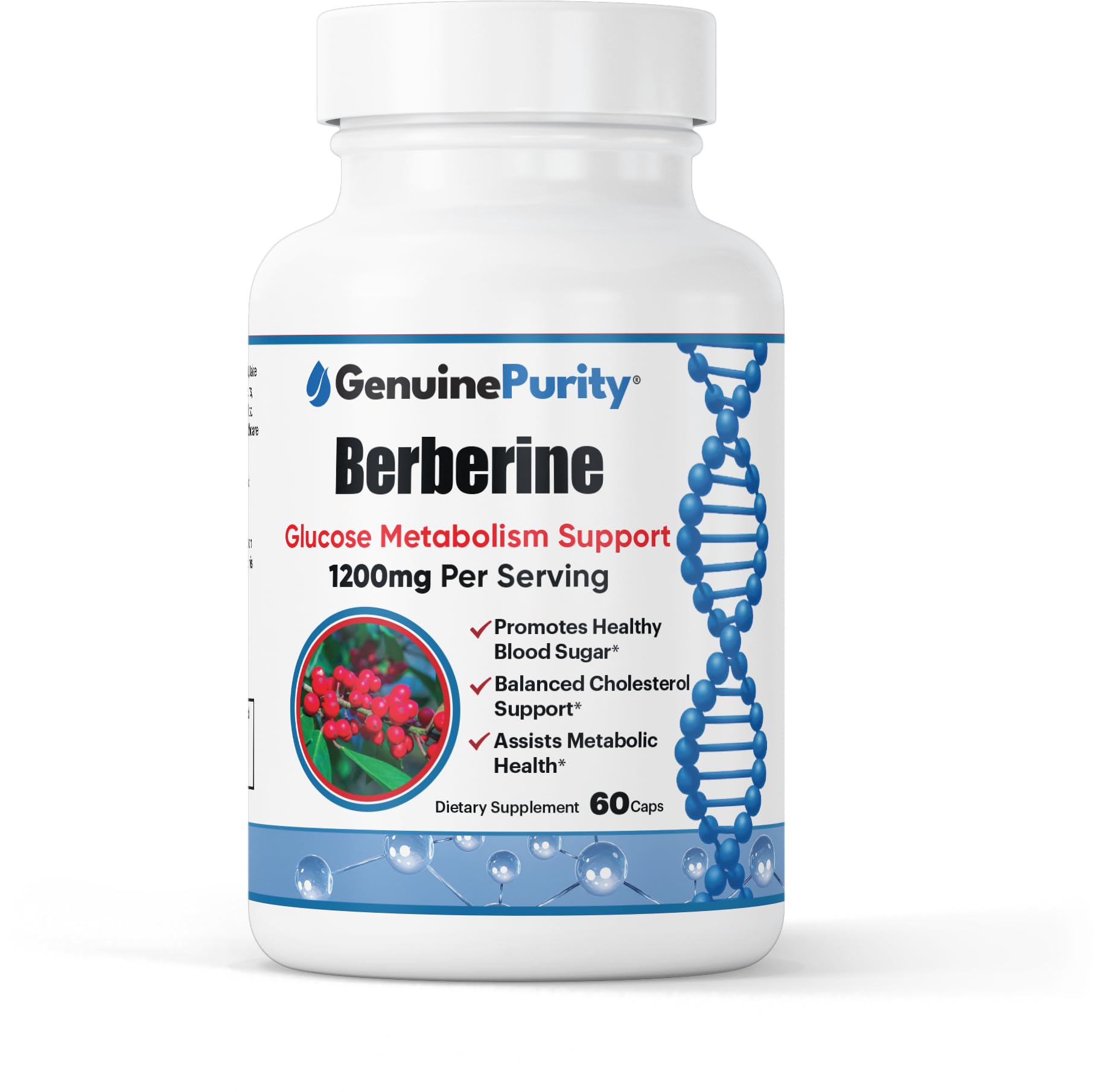 GenuinePurity Berberine HCL 1200mg Capsule 60 Count