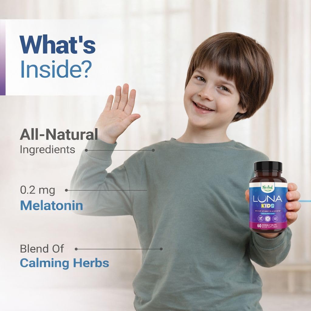 Nested Naturals Luna Kids Sugar-Free Sleep Aid Tablets, 120 Count