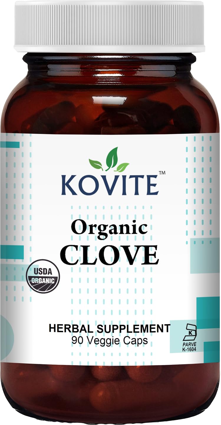 Kovite Organic Clove 500 mg Capsules, 90 Count