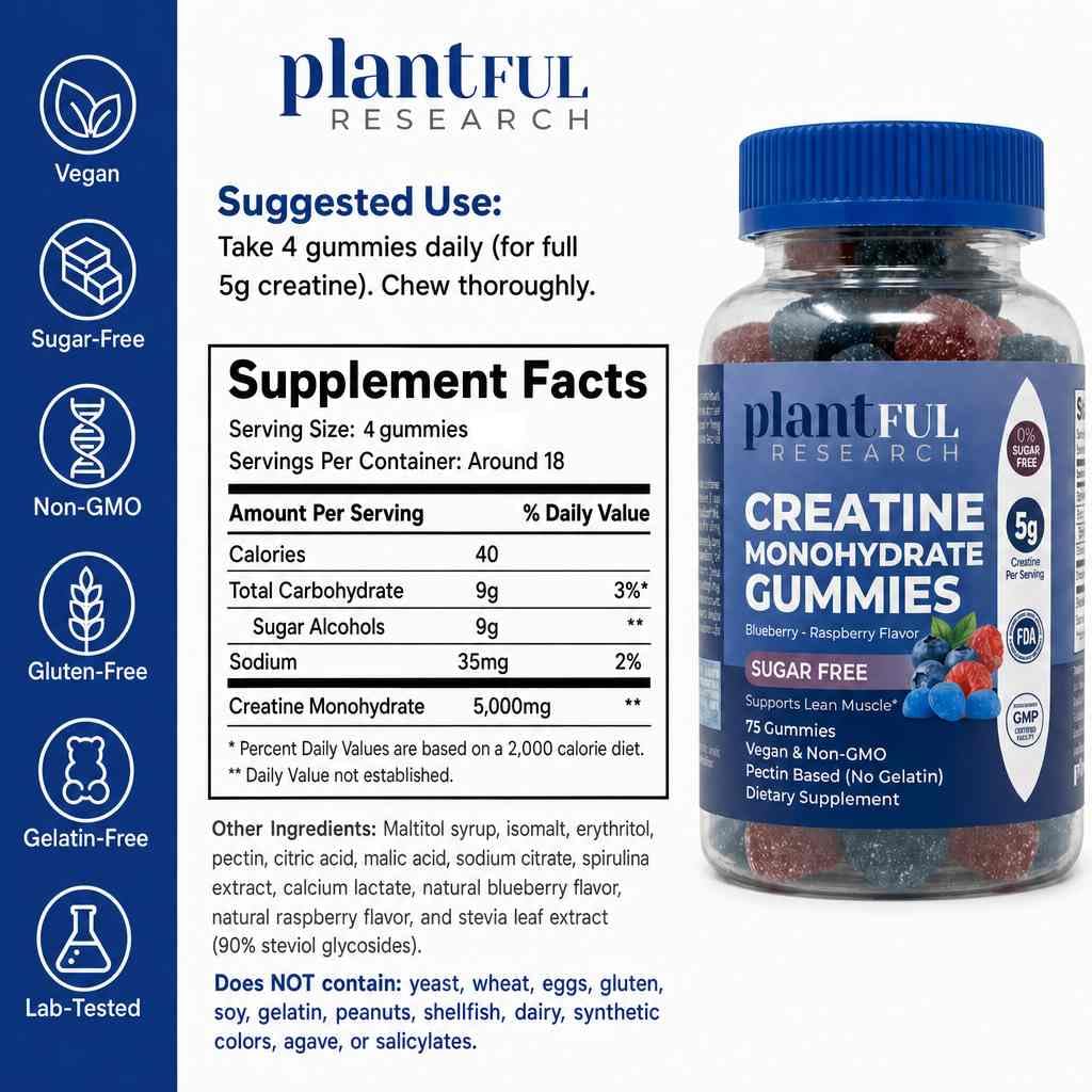 PLANTFUL RESEARCH Creatine Monohydrate Gummies 75