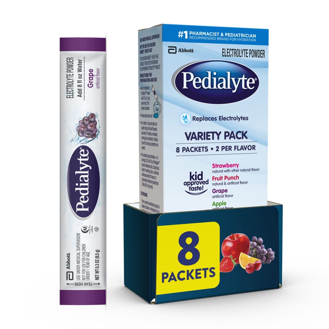 Pedialyte Electrolyte Powder, 8 Count