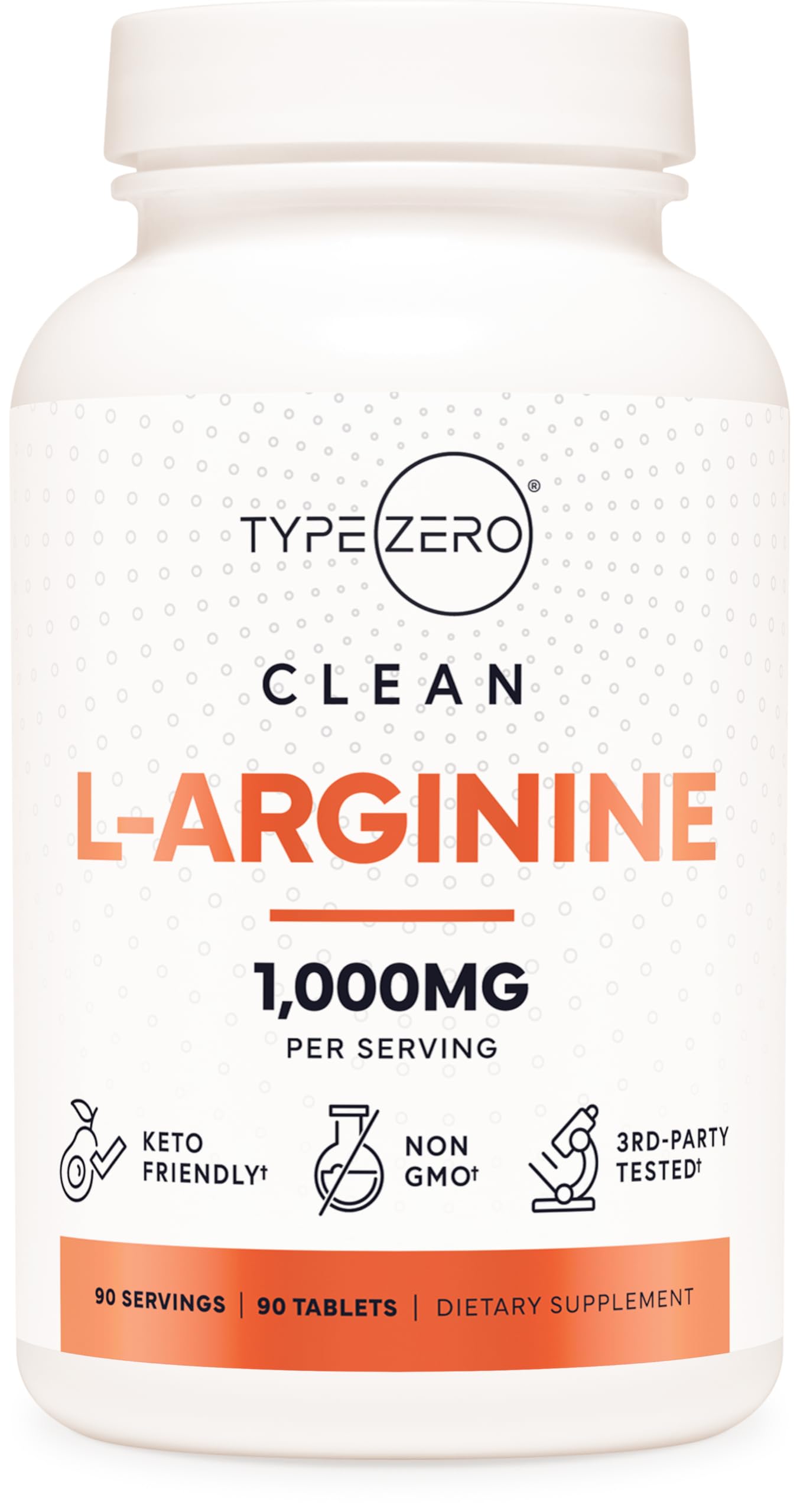 Type Zero L-Arginine 1,000 mg Tablets, 90 Count