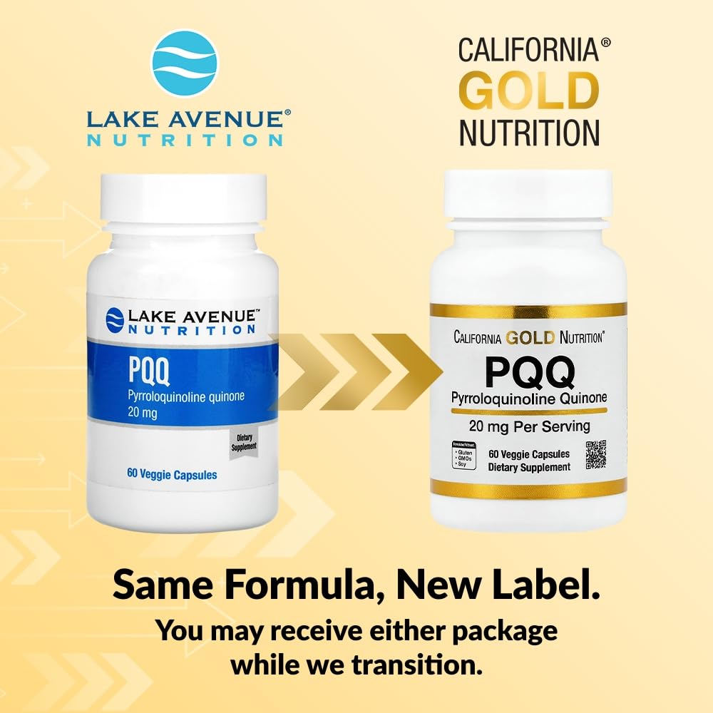 Lake Avenue Nutrition PQQ, Pyrroloquinoline Quinone, 20 mg Capsule, 60 Veggie Capsules