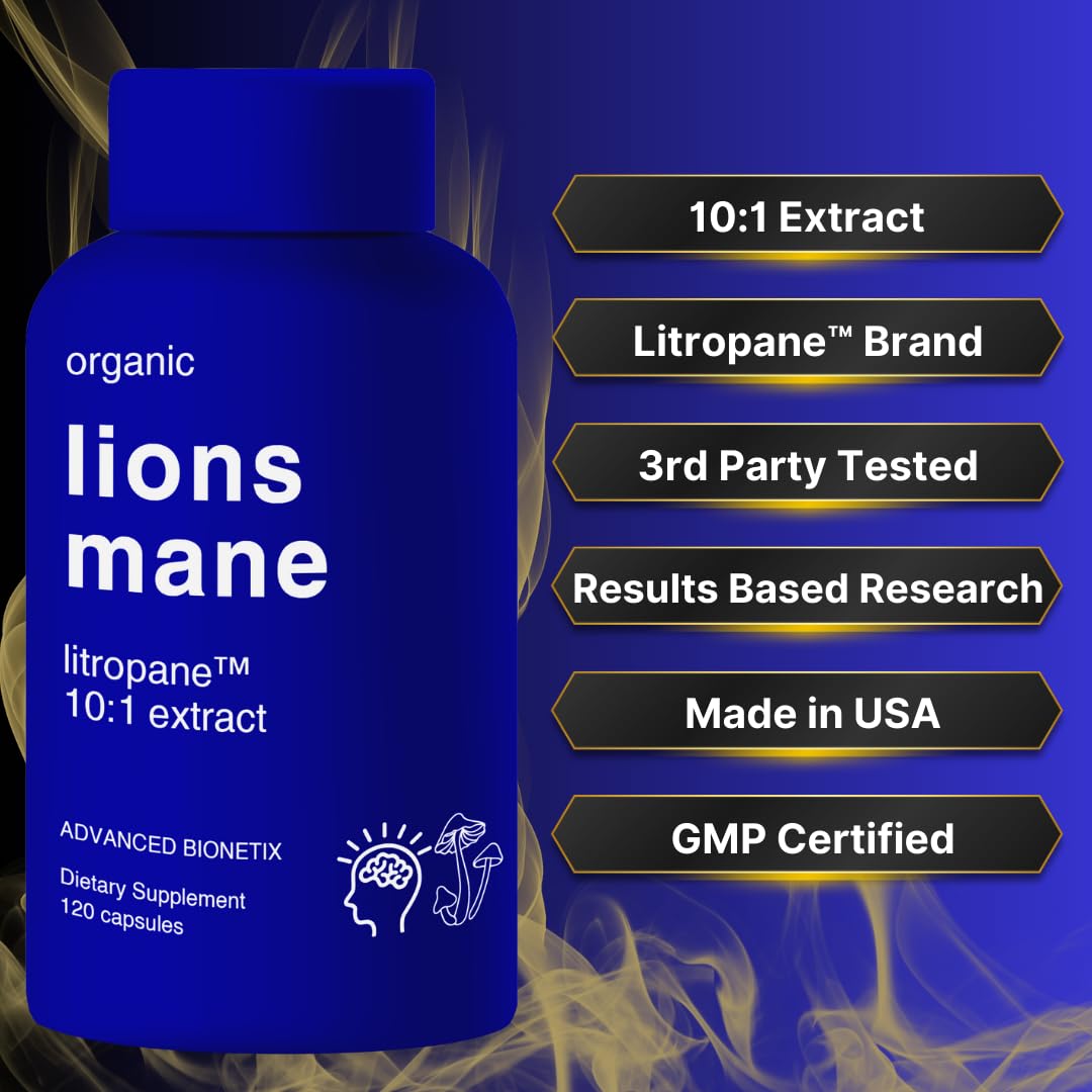 Advanced Bionetix Organic Lions Mane Supplement 120 Capsules