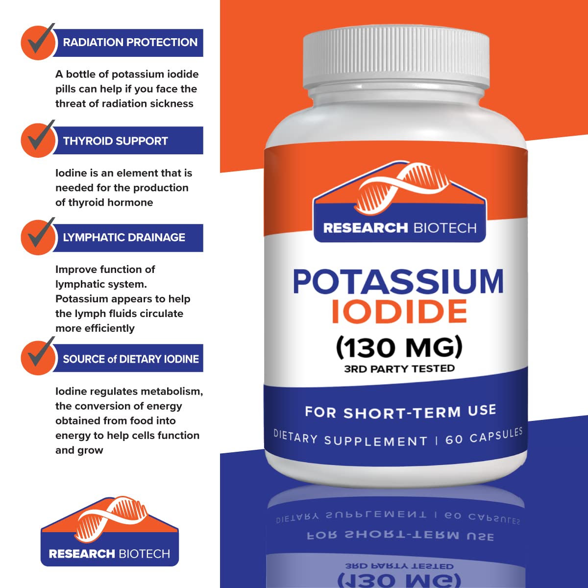 Research Biotech Group Potassium Iodide Supplement 130 mg 60 Capsules