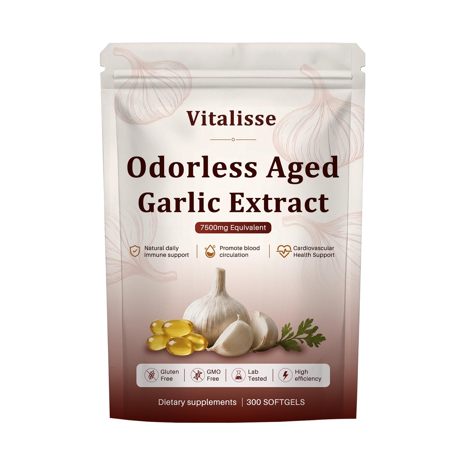 Vitalisse AJO Envejecido, 7500mg Odorless Organic Garlic Capsule, 1 Count