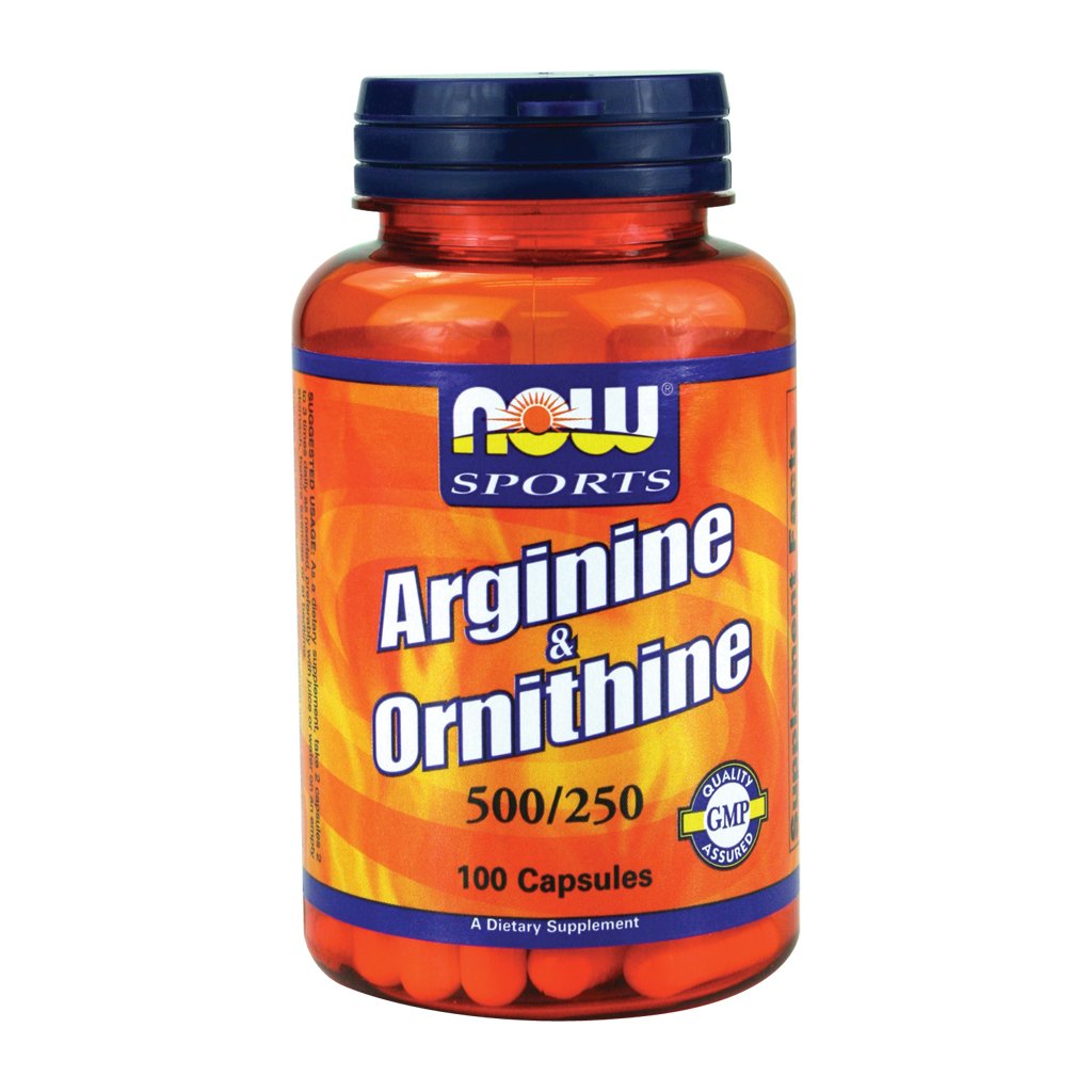 NOW Foods L-Arginine & Ornithine 500/250 mg Capsules, 100