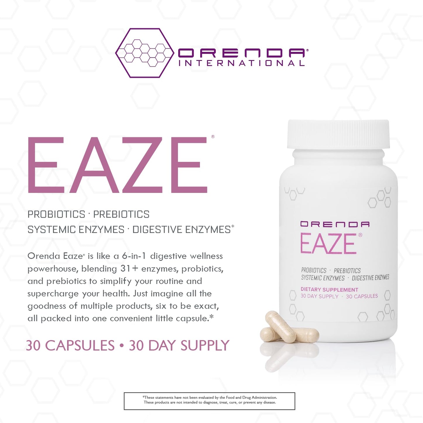 Orenda International Eaze Gut Wellness Capsules, 30 Capsules