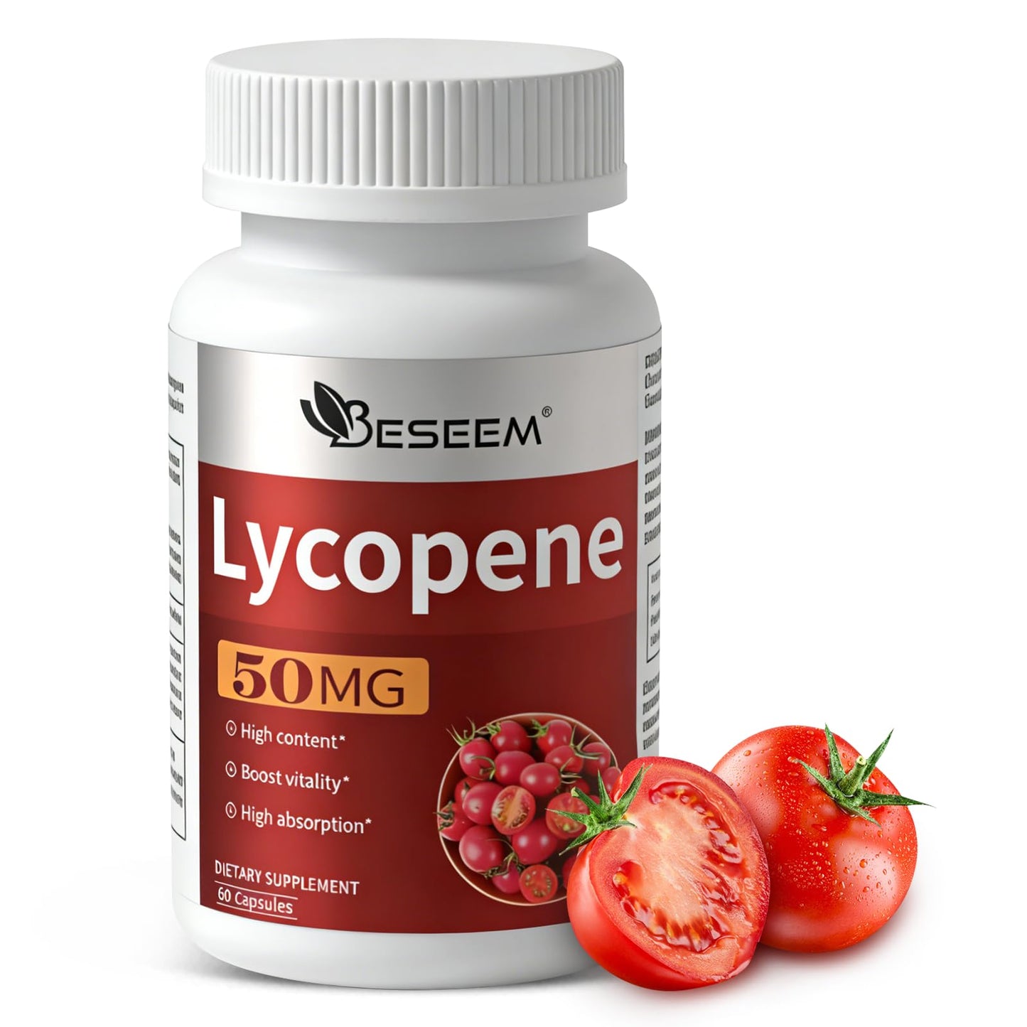 Beseem Lycopene Softgels with Saw Palmetto & Pumpkin Seed Oil – Prostate Health Support & Nutrient Complex with Zinc, Vitamin B6, B12, Copper, 60 Capsules
