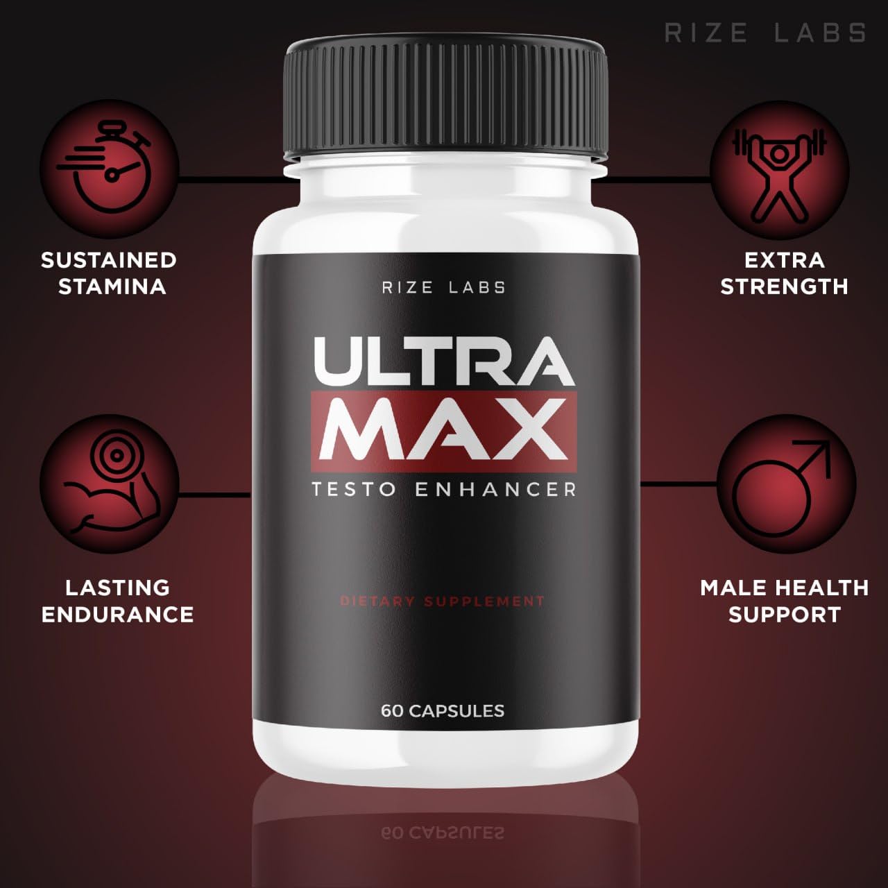 Rize Labs Ultra Max Testo Capsules, 300 Capsules