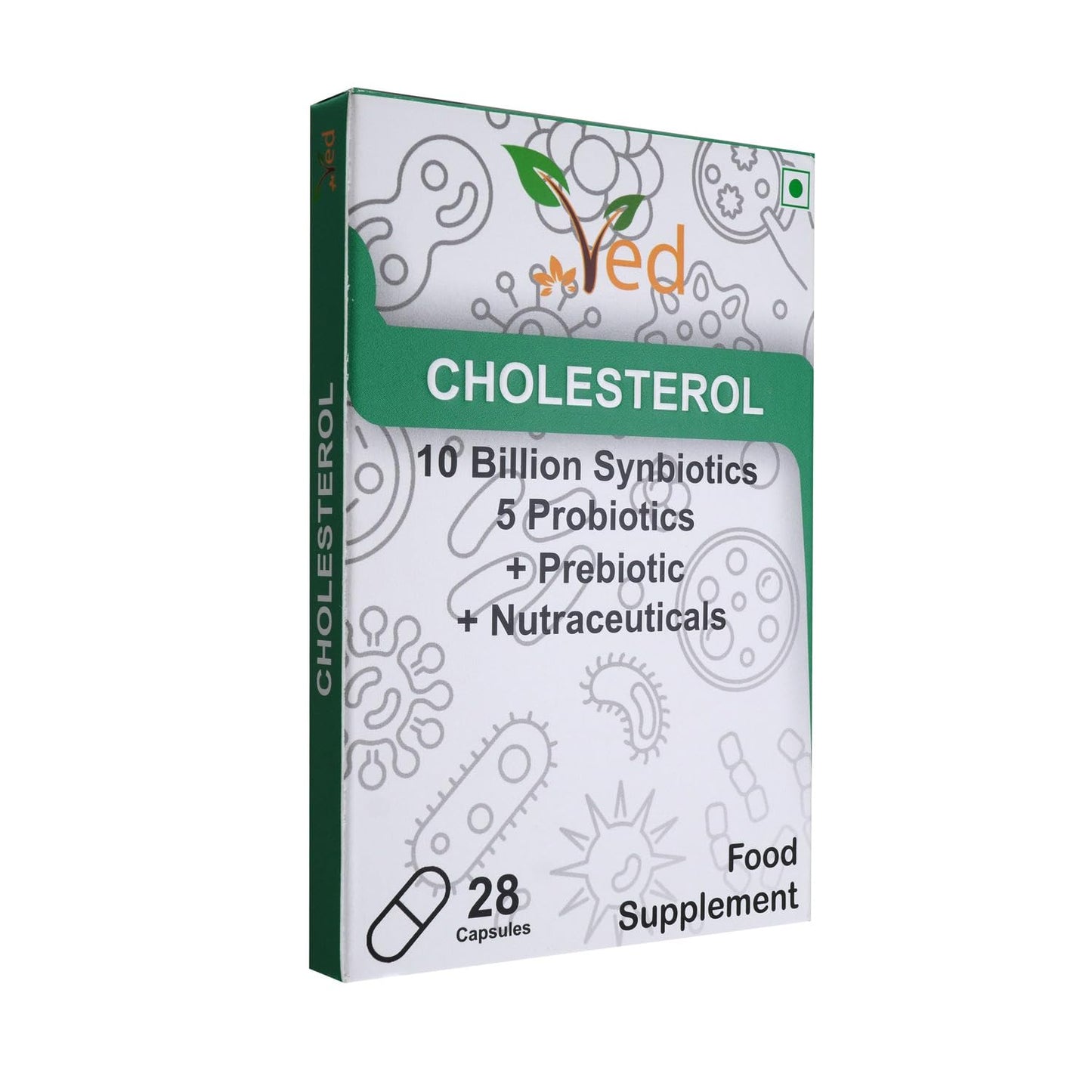 Ved Cholesterol Probiotics and Prebiotics Capsule, 10 Billion CFU, 20 Live Bacterial Cultures, Lactobacillus Helveticus, 28 Count
